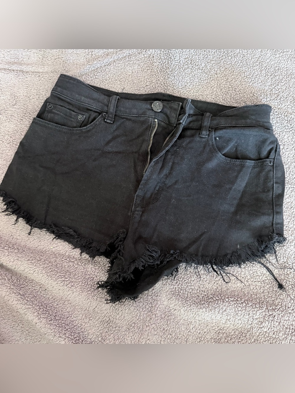 BDG Black Frayed Hem Denim Cutoff Shorts